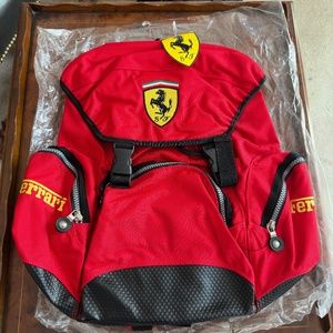 Ferrari Red & Black Backpack with Zippered Pockets - new - never used
